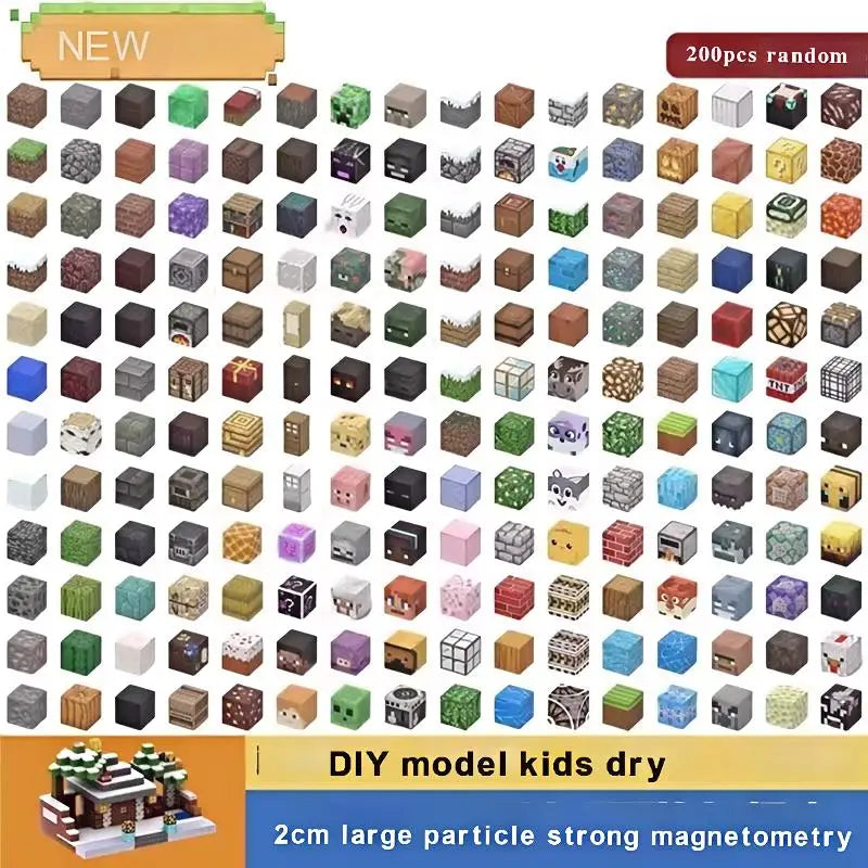 DIY200P Model Magnetic Building Blocks Mine Magnet World Set Toys STEM Montessori Stacking Cubes Construction Set Christmas Gift