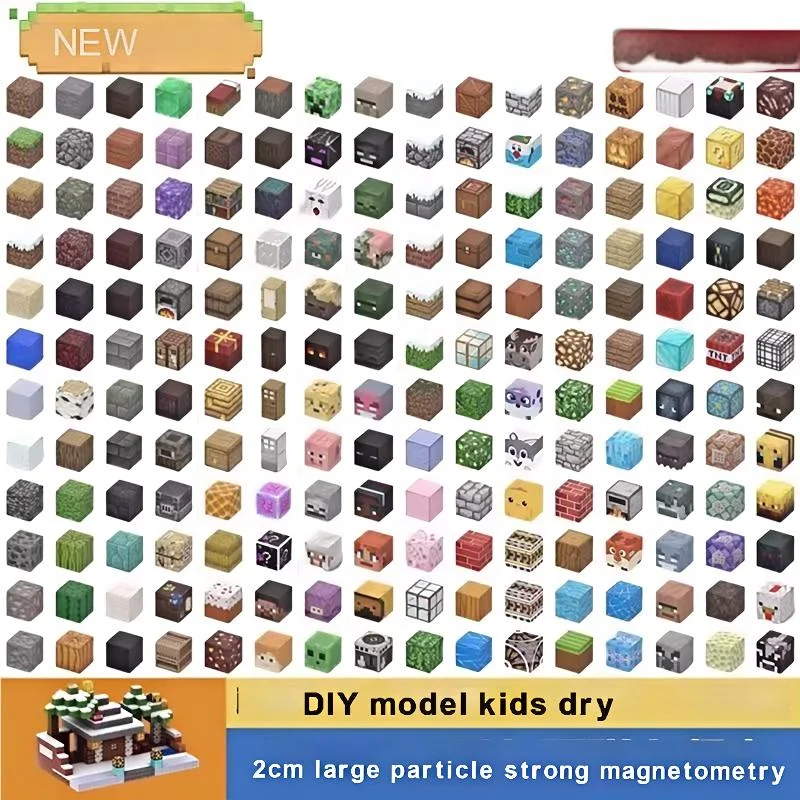 DIY200P Model Magnetic Building Blocks Mine Magnet World Set Toys STEM Montessori Stacking Cubes Construction Set Christmas Gift